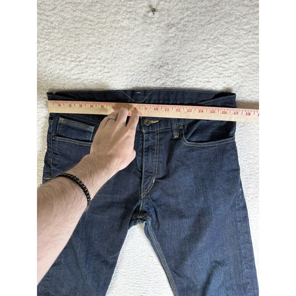 Levis 514 Jeans Mens 34x32 Blue Slim Straight Side Zip Pocket Moto Riding Dark - Picture 7 of 16